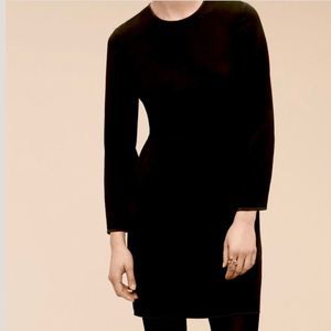 Aritzia Wilfred Vilard Sheath Dress 3/4 Sleeve Pockets Back Zipper Black Size 6